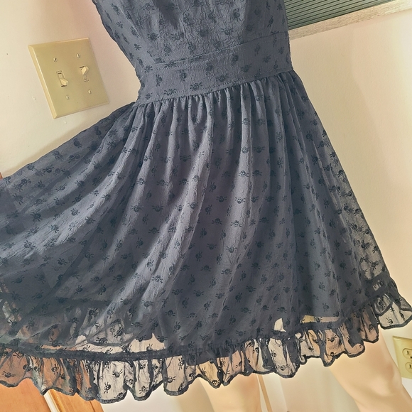 Y2K Royal Bones By Tripp Flocked Skull Mini Dress Size Sm ☠️ - Picture 5 of 11